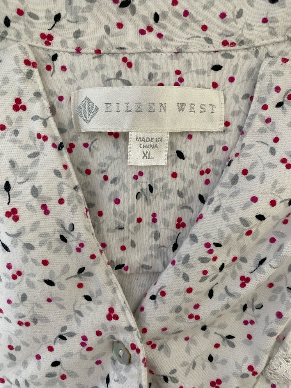 Eileen West Cream Floral Button-Front Nightshirt - Picture 6 of 9
